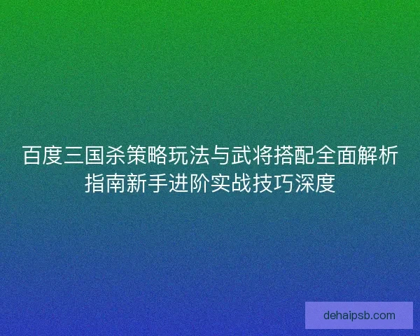 百度三国杀策略玩法与武将搭配全面解析指南新手进阶实战技巧深度 百度三国杀策略玩法与武将搭配全面解析指南新手进阶实战技巧深度