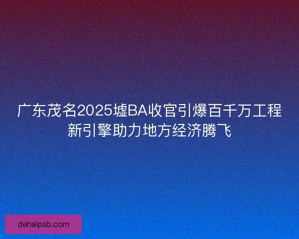 广东茂名2025墟BA收官引爆百千万工程新引擎助力地方经济腾飞