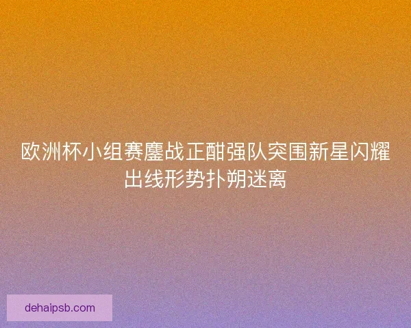 欧洲杯小组赛鏖战正酣强队突围新星闪耀出线形势扑朔迷离