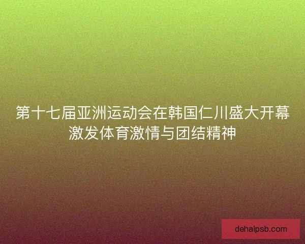 第十七届亚洲运动会在韩国仁川盛大开幕激发体育激情与团结精神 第十七届亚洲运动会在韩国仁川盛大开幕激发体育激情与团结精神