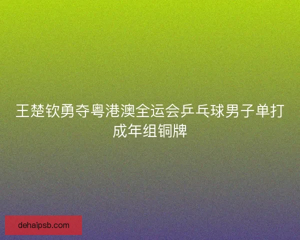 王楚钦勇夺粤港澳全运会乒乓球男子单打成年组铜牌 王楚钦勇夺粤港澳全运会乒乓球男子单打成年组铜牌